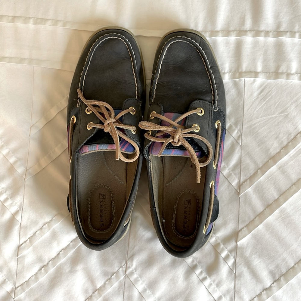 Sperry blue suede boat shoes